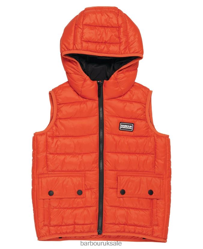 Hooded Racer Gilet Barbour Boys R08LB62489 Clothing Classic Orange