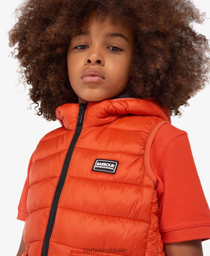 Hooded Racer Gilet Barbour Boys R08LB62489 Clothing Classic Orange