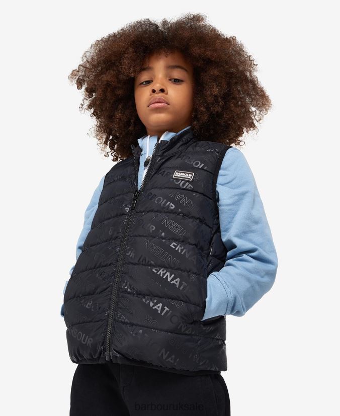 Printed Reed Gilet Barbour Boys R08LB62491 Clothing Classic Black - Click Image to Close