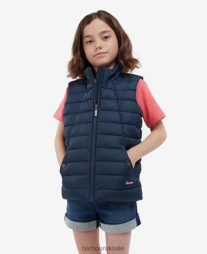 Yara Gilet Barbour Girls R08LB62552 Clothing Navy/Navy Multi Dog