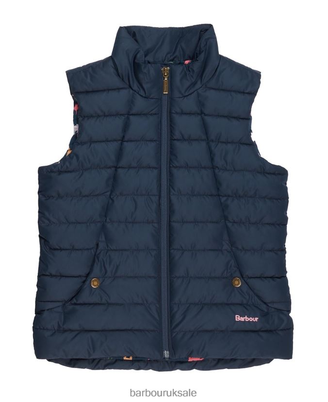 Yara Gilet Barbour Girls R08LB62552 Clothing Navy/Navy Multi Dog