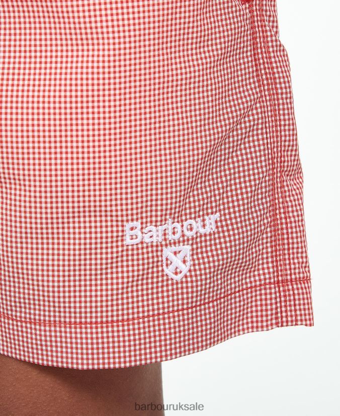 Gingham Swim Shorts Barbour Boys R08LB62511 Clothing Classic Red