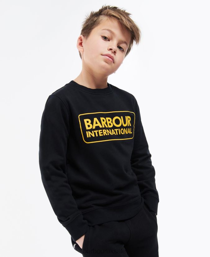 Large Logo Crew Jumper Barbour Boys R08LB62532 Clothing Black - Click Image to Close