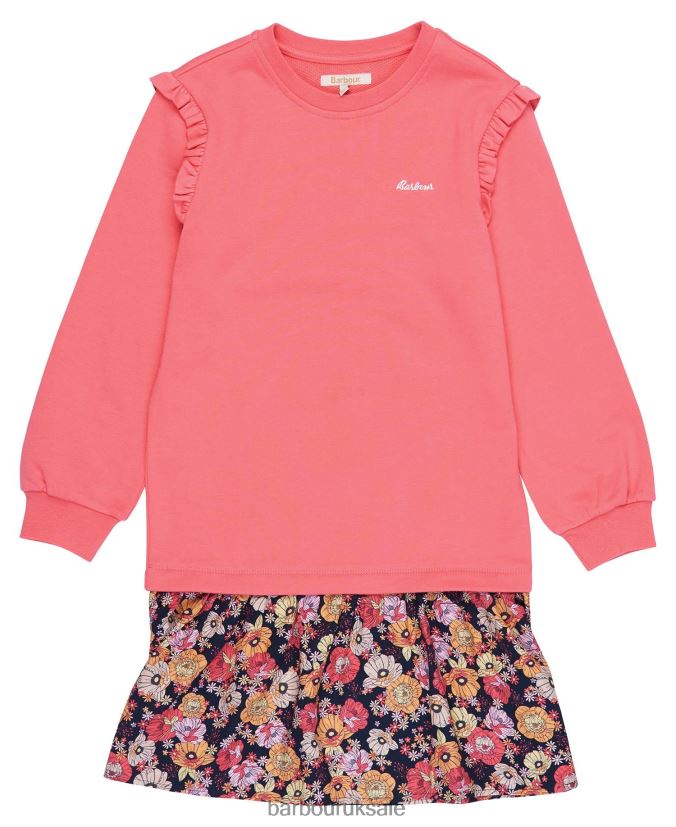 Lyla Dress Barbour Girls R08LB62570 Clothing Pink Punch