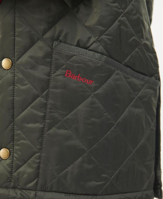 Liddesdale Quilted Jacket Barbour Boys R08LB62476 Clothing Dark Olive/Red