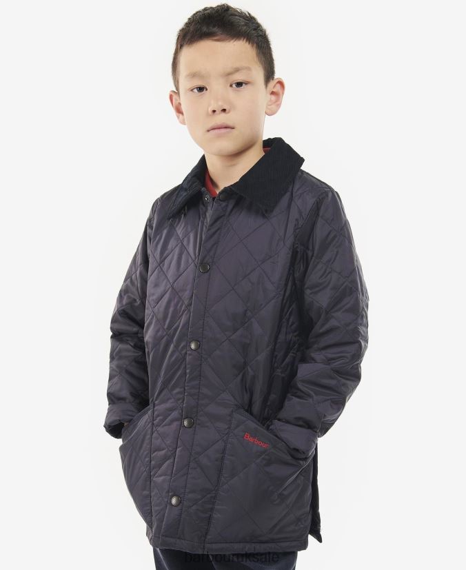 Liddesdale Quilted Jacket Barbour Boys R08LB62481 Clothing Dark Olive/Red