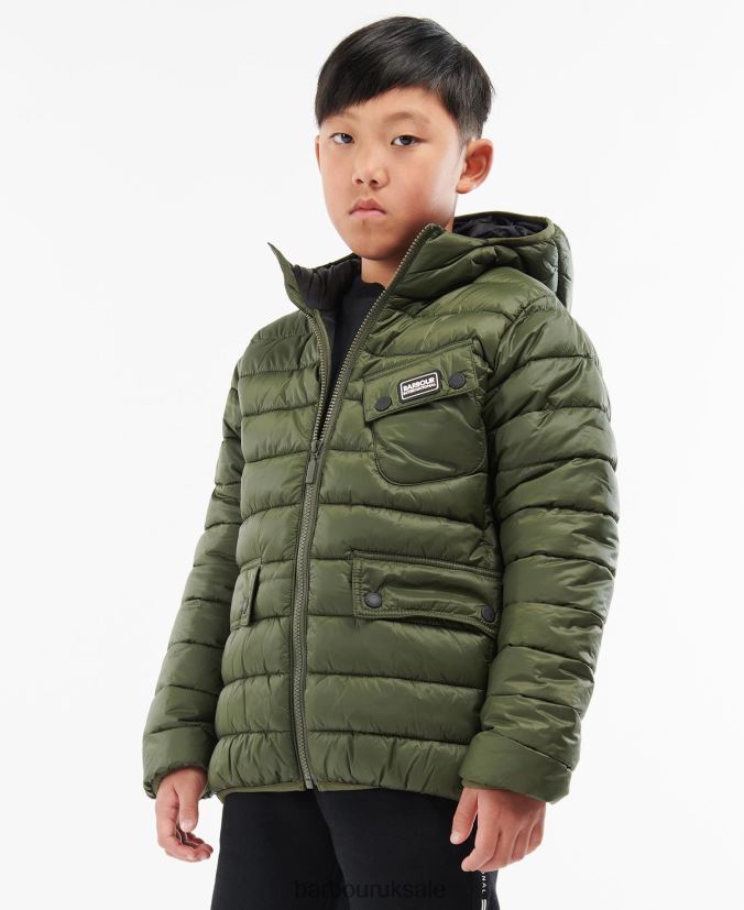 Ouston Hooded Quilted Jacket Barbour Boys R08LB62475 Clothing Deep Red - Click Image to Close