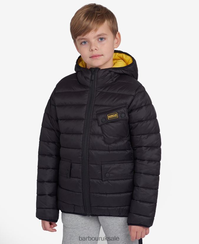 Ouston Hooded Quilted Jacket Barbour Boys R08LB62482 Clothing True Blue - Click Image to Close