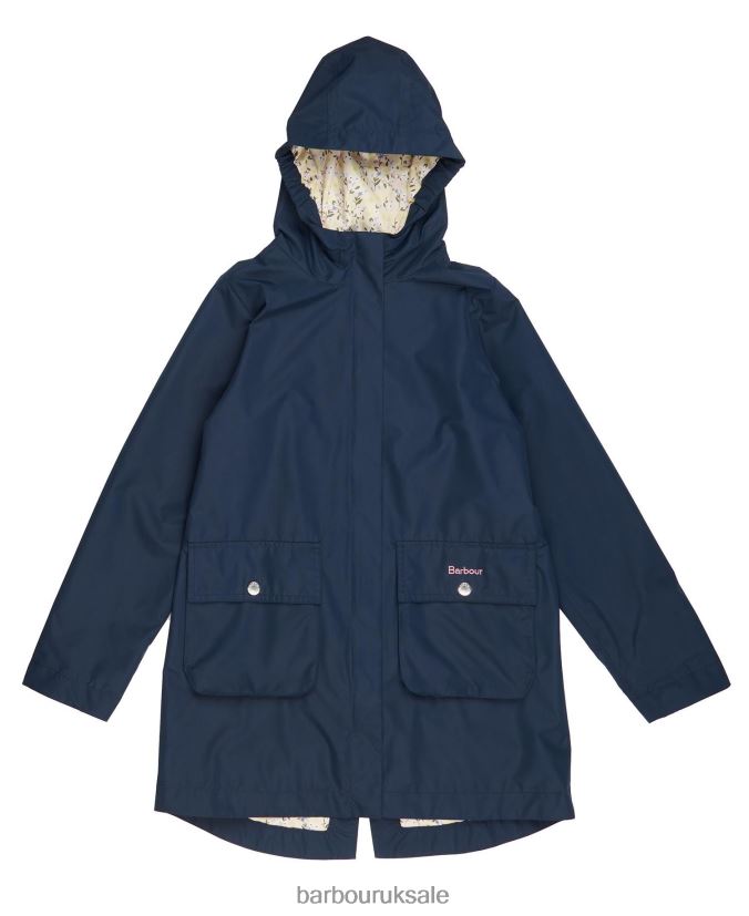 Hama Showerproof Jacket Barbour Girls R08LB62556 Clothing Navy/Ditsy Sunflower