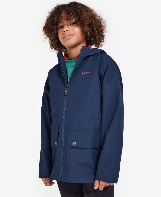 Hooded Domus Showerproof Jacket Barbour Boys R08LB62490 Clothing Classic Navy