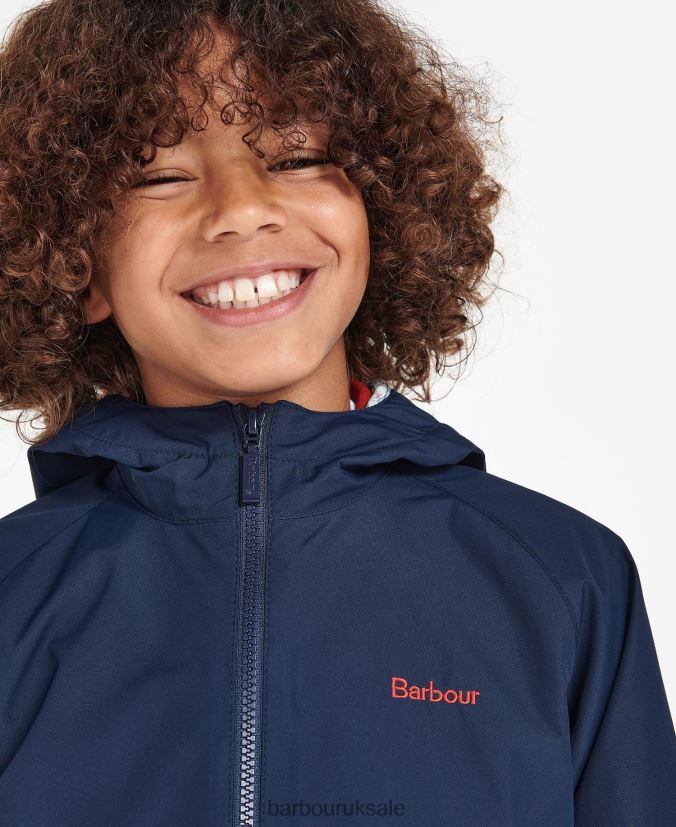 Hooded Domus Showerproof Jacket Barbour Boys R08LB62490 Clothing Classic Navy