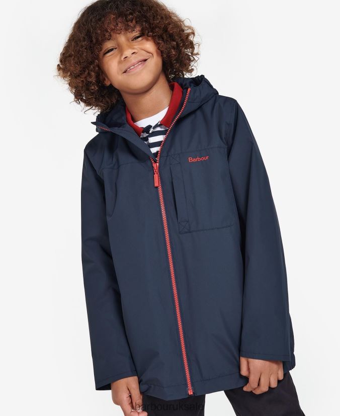 Kenton Showerproof Jacket Barbour Boys R08LB62493 Clothing Classic Navy - Click Image to Close