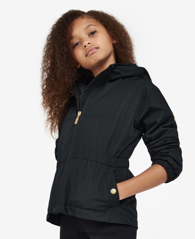 Valtteri Showerproof Jacket Barbour Girls R08LB62558 Clothing Classic Black - Click Image to Close