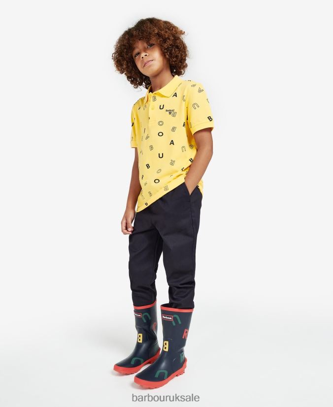 Casper Polo Shirt Barbour Boys R08LB62518 Clothing Sunbleached Yellow - Click Image to Close