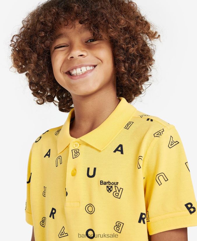 Casper Polo Shirt Barbour Boys R08LB62518 Clothing Sunbleached Yellow