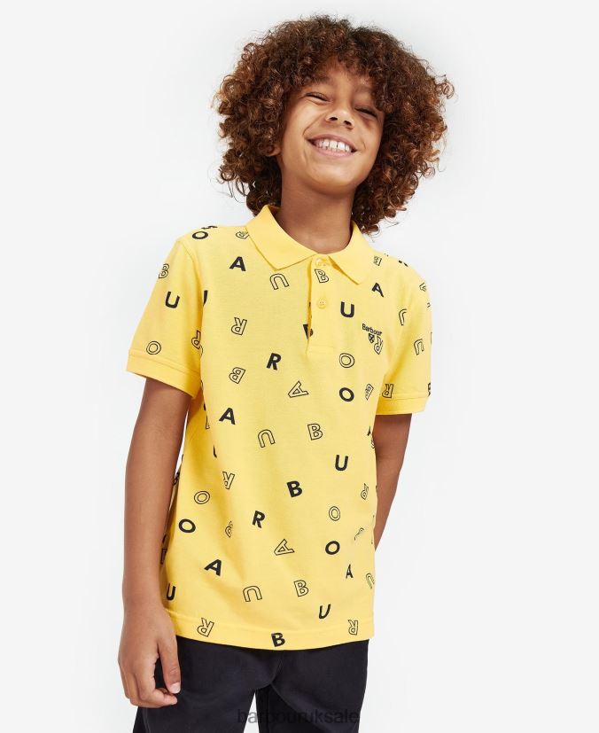 Casper Polo Shirt Barbour Boys R08LB62518 Clothing Sunbleached Yellow