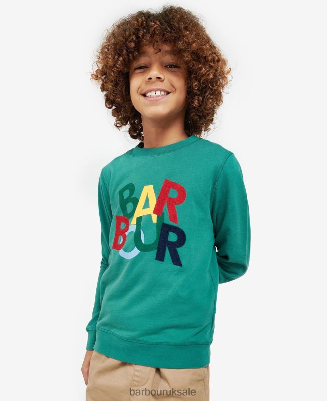 Dixon Sweatshirt Barbour Boys R08LB62512 Clothing Vine Green - Click Image to Close