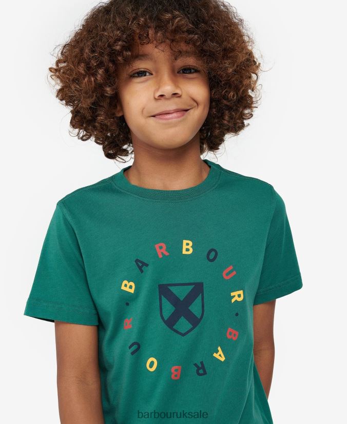 Georgie T-Shirt Barbour Boys R08LB62516 Clothing Vine Green