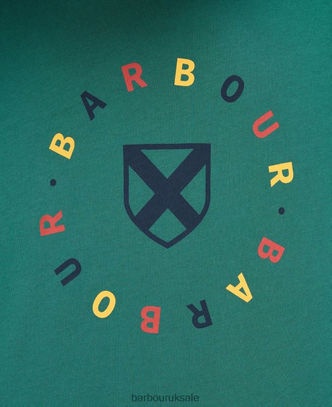 Georgie T-Shirt Barbour Boys R08LB62516 Clothing Vine Green