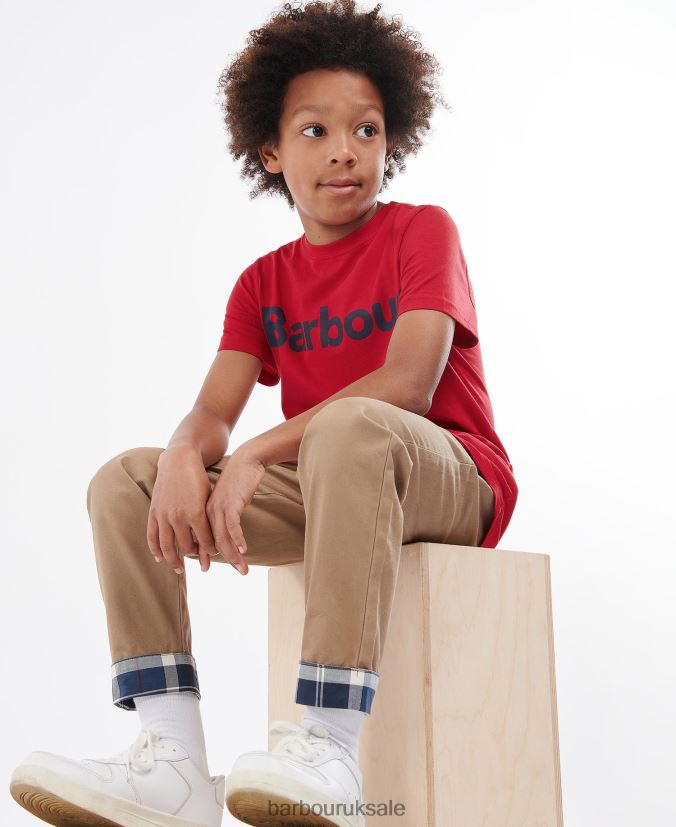 Logo Tee Barbour Boys R08LB62501 Clothing Rich Red - Click Image to Close