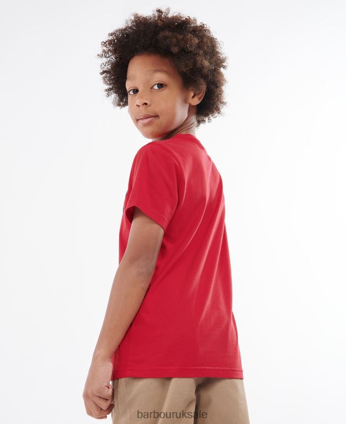 Logo Tee Barbour Boys R08LB62501 Clothing Rich Red