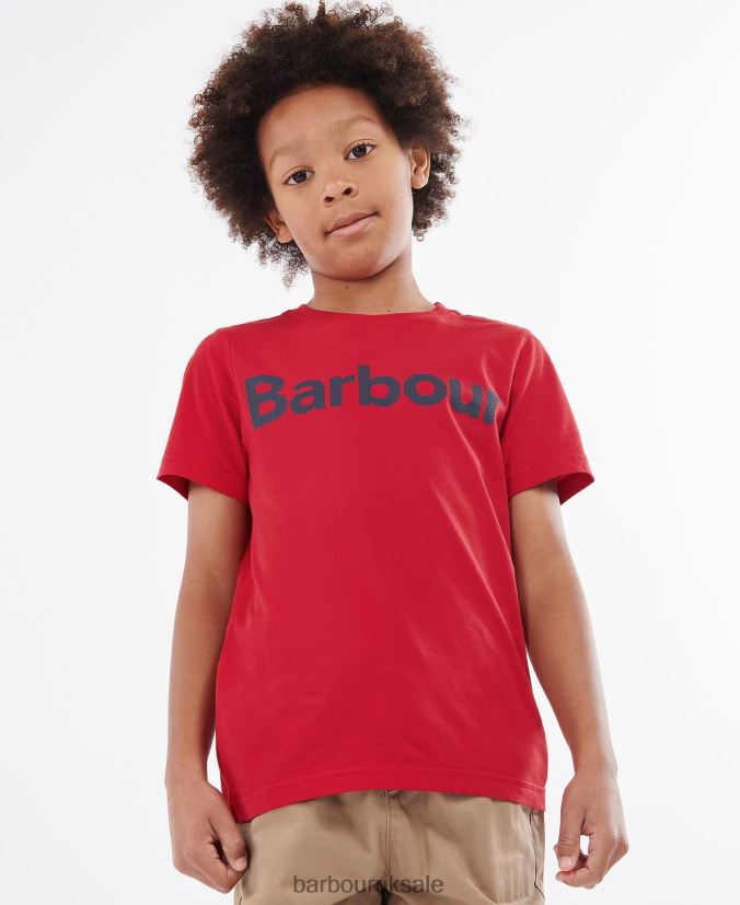 Logo Tee Barbour Boys R08LB62501 Clothing Rich Red