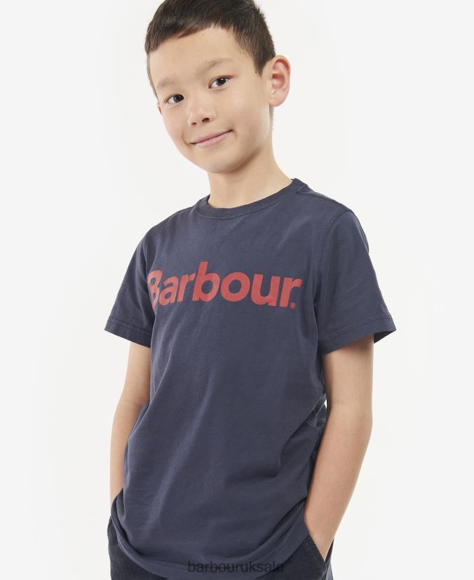 Logo Tee Barbour Boys R08LB62514 Clothing Rich Red - Click Image to Close