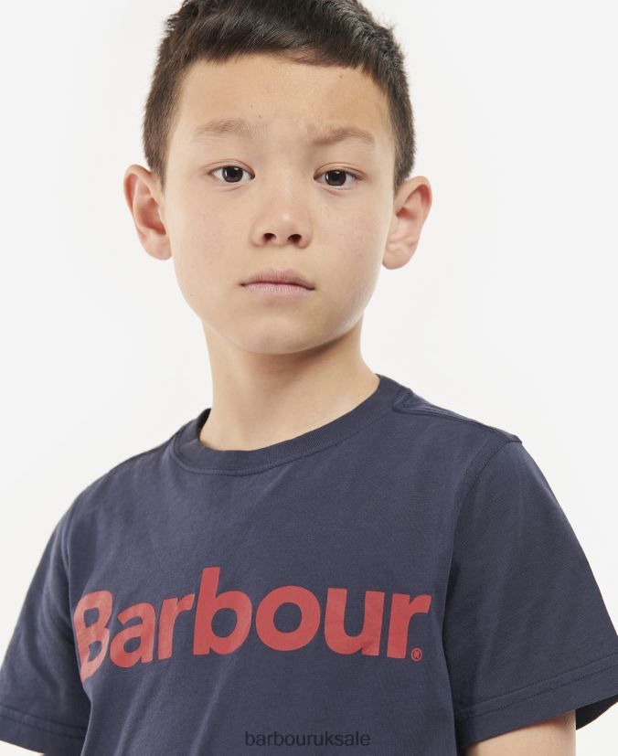 Logo Tee Barbour Boys R08LB62514 Clothing Rich Red