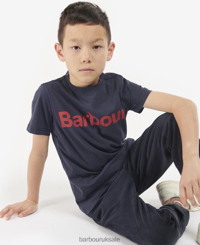 Logo Tee Barbour Boys R08LB62514 Clothing Rich Red