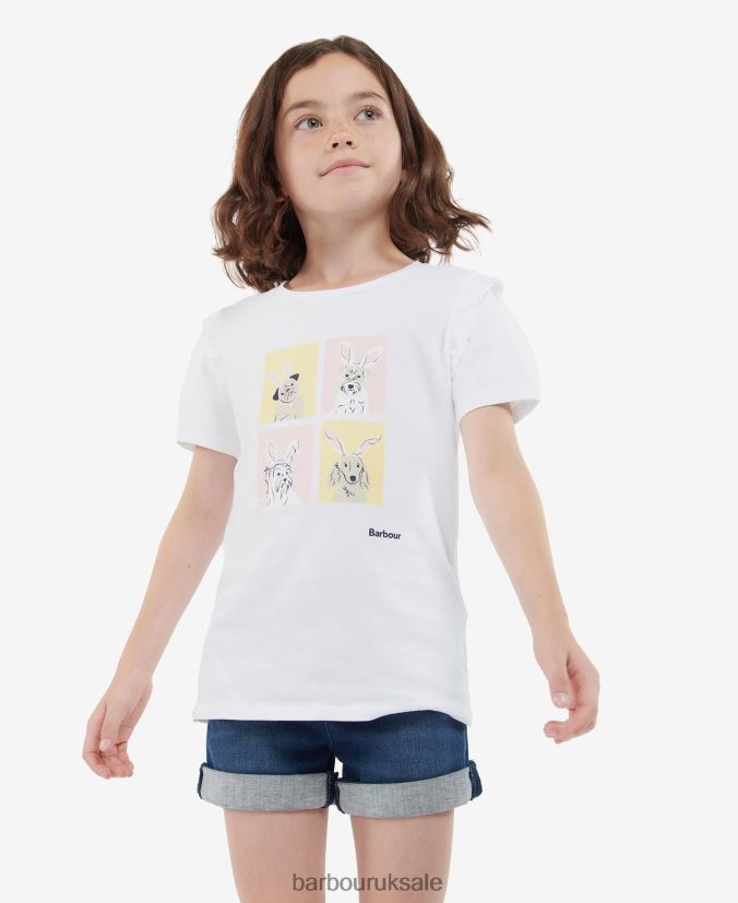 Sophie T-Shirt Barbour Girls R08LB62563 Clothing Classic White - Click Image to Close