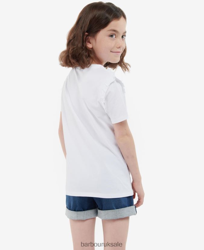 Sophie T-Shirt Barbour Girls R08LB62563 Clothing Classic White