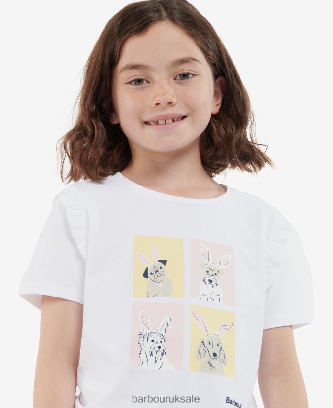 Sophie T-Shirt Barbour Girls R08LB62563 Clothing Classic White