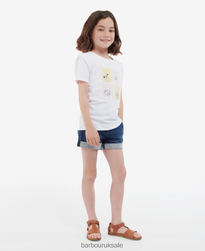 Sophie T-Shirt Barbour Girls R08LB62563 Clothing Classic White