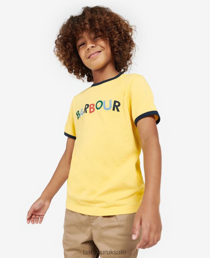 Tam T-Shirt Barbour Boys R08LB62524 Clothing Sunbleached Yellow - Click Image to Close