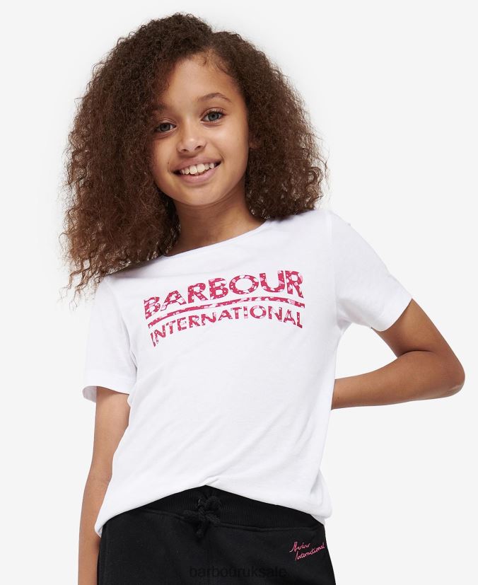 Valtteri T-Shirt Barbour Girls R08LB62571 Clothing White/Pink Terrazzo