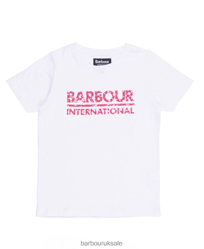 Valtteri T-Shirt Barbour Girls R08LB62571 Clothing White/Pink Terrazzo