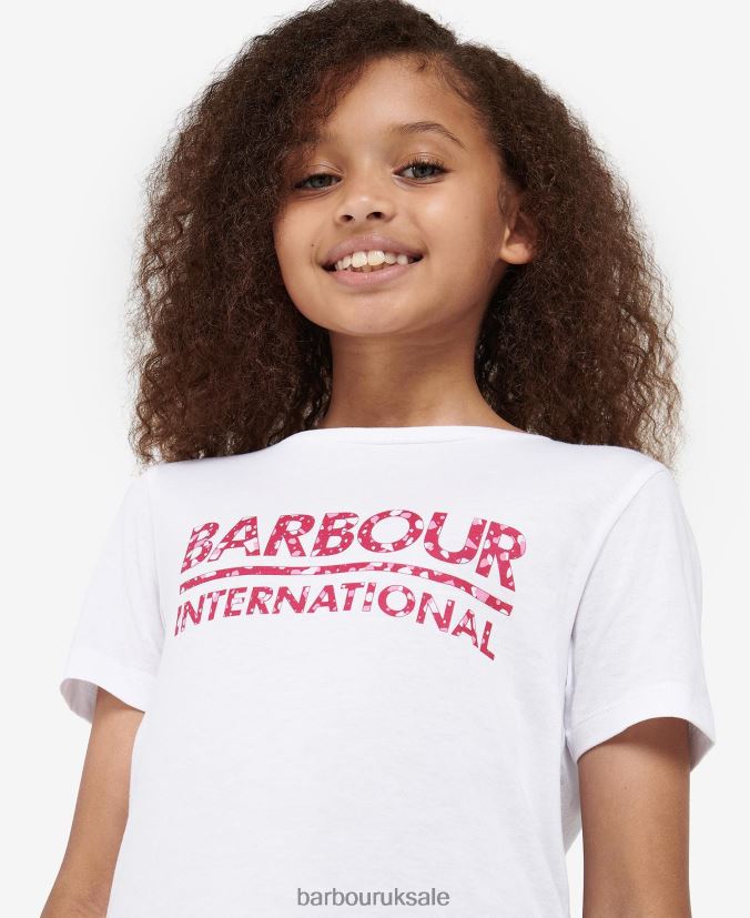 Valtteri T-Shirt Barbour Girls R08LB62571 Clothing White/Pink Terrazzo