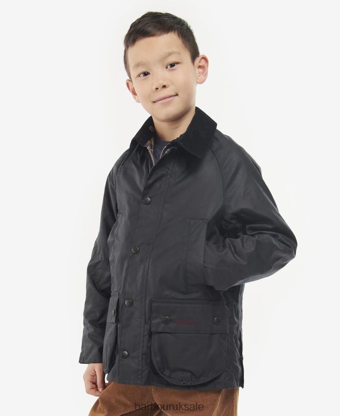 Bedale Waxed Jacket Barbour Boys R08LB62473 Clothing Navy - Click Image to Close