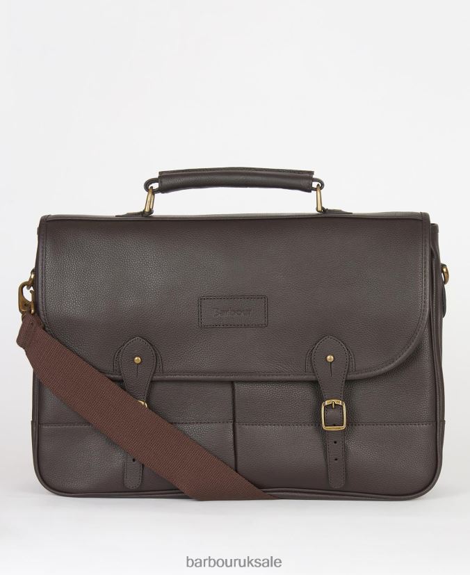 Leather Briefcase Barbour Men R08LB62182 Accessories Chocolate - Click Image to Close