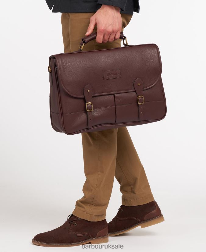 Leather Briefcase Barbour Men R08LB62187 Accessories Chocolate