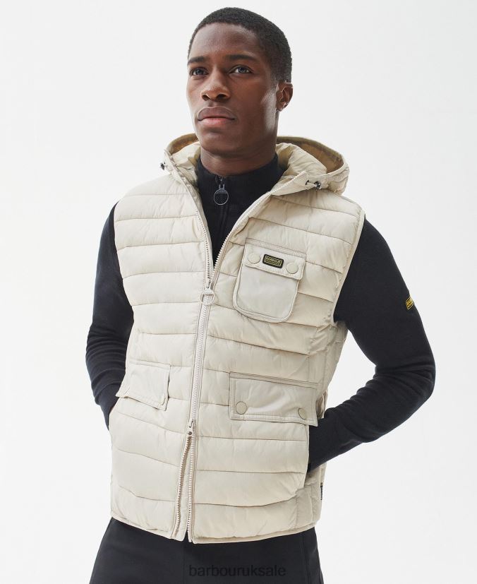 Ousten Hooded Gilet Barbour Men R08LB6233 Clothing Mist - Click Image to Close