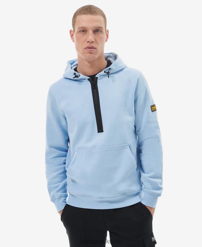 Badge Half-Zip Hoodie Barbour Men R08LB61029 Clothing Faded Blue