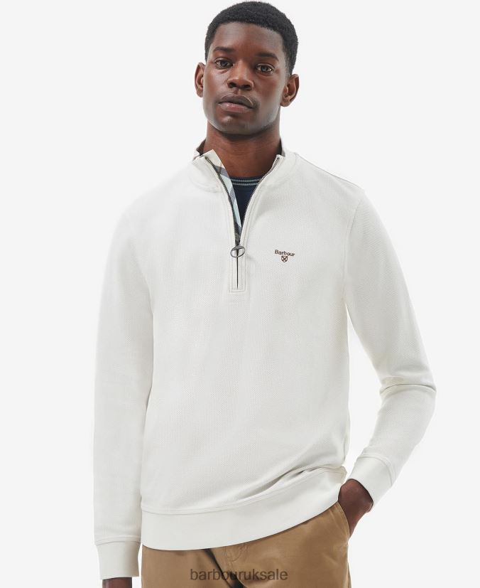 Birkrigg Half Zip Sweatshirt Barbour Men R08LB6991 Clothing White smoke - Click Image to Close