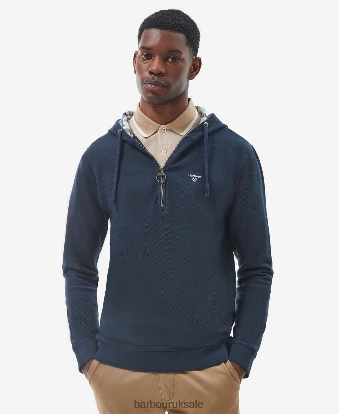 Haverigg Half Zip Hoodie Barbour Men R08LB6985 Clothing Classic Navy - Click Image to Close