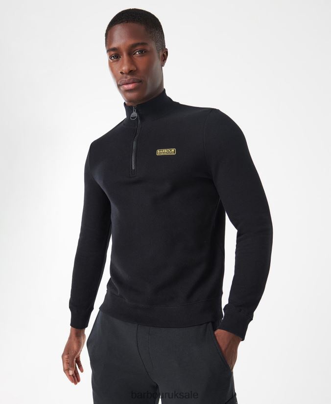 International Sweatshirt Essential Half Zip Barbour Men R08LB6998 Clothing Black - Click Image to Close