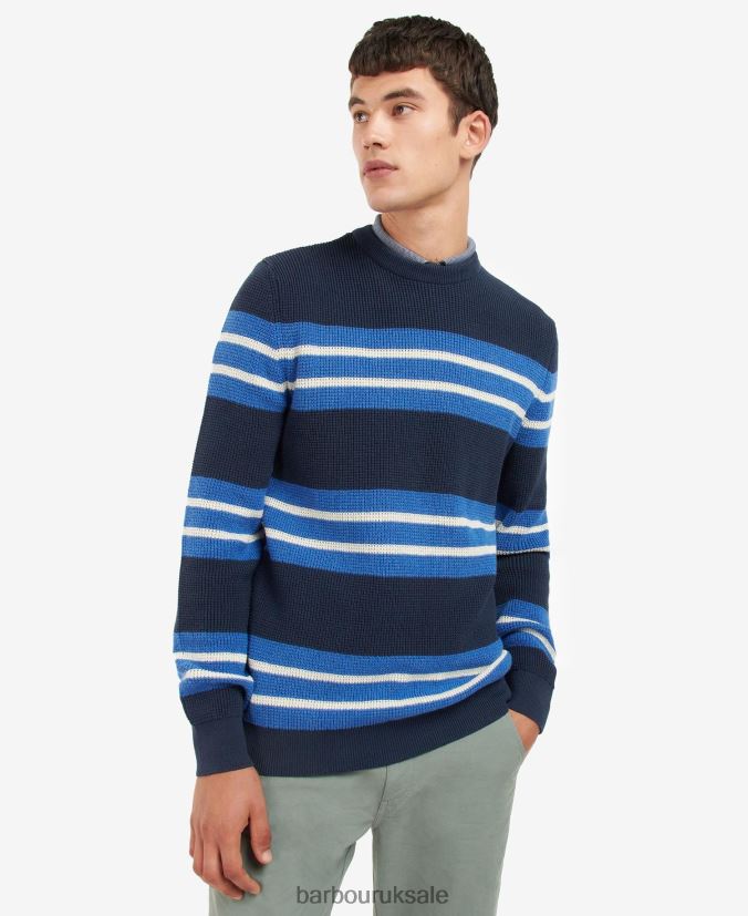 Blaydon Striped Sweatshirt Barbour Men R08LB61122 Clothing Classic Navy - Click Image to Close