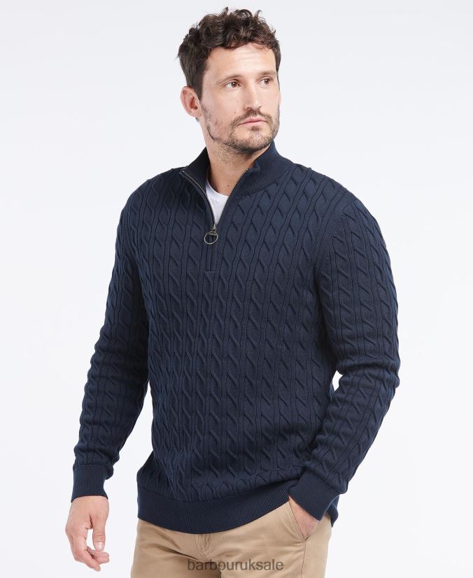 Cable Knit Half Zip Barbour Men R08LB61082 Clothing Light Moss