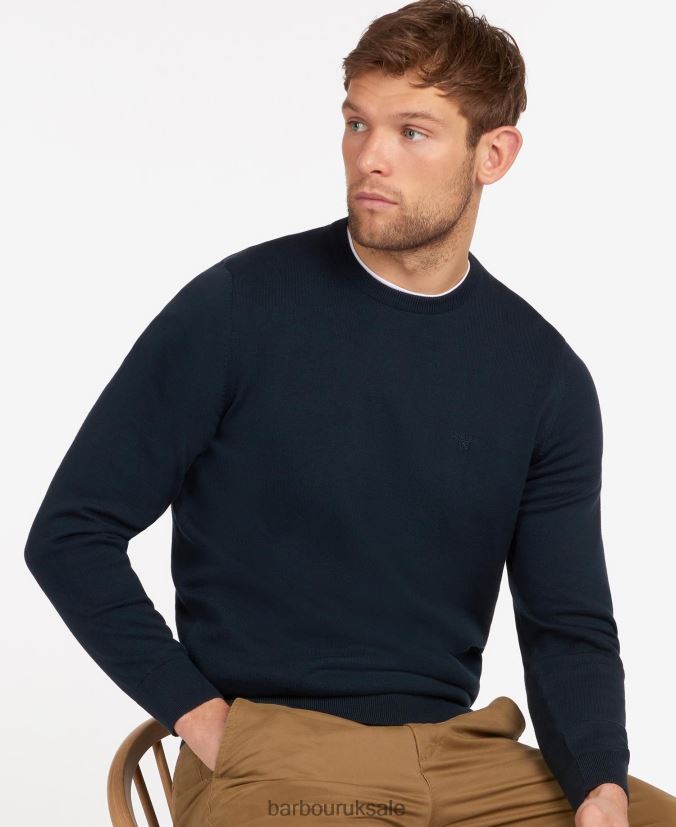 Pima Cotton Crew Neck Sweater Barbour Men R08LB61075 Clothing Charcoal