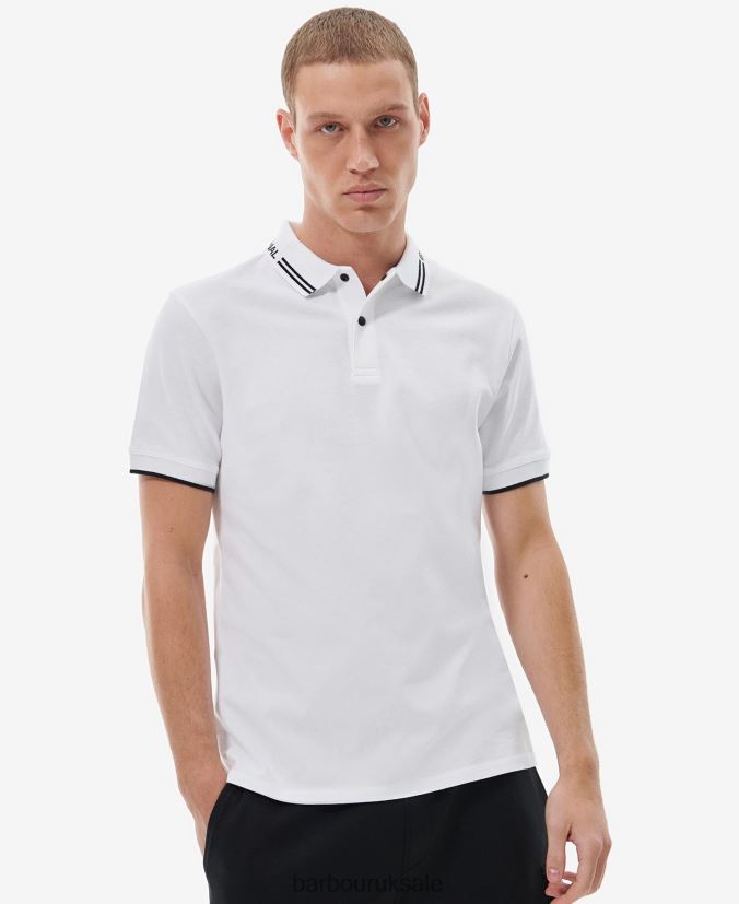 Bates Polo Shirt Barbour Men R08LB6656 Clothing Classic White - Click Image to Close