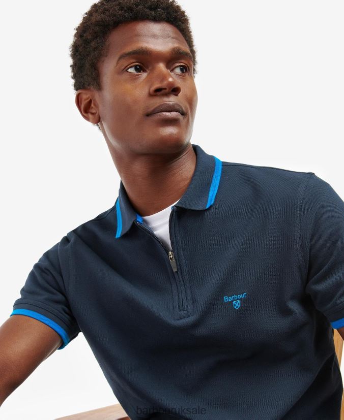 Beaumont Zip Polo Shirt Barbour Men R08LB6735 Clothing Classic Navy - Click Image to Close